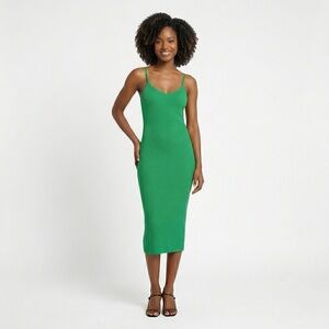 H&M Ribbed Midi Dress - Green